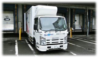 1t・2ｔ冷凍車すべて自社便による納品ですのでお客様の安心と信頼は保証つきです。